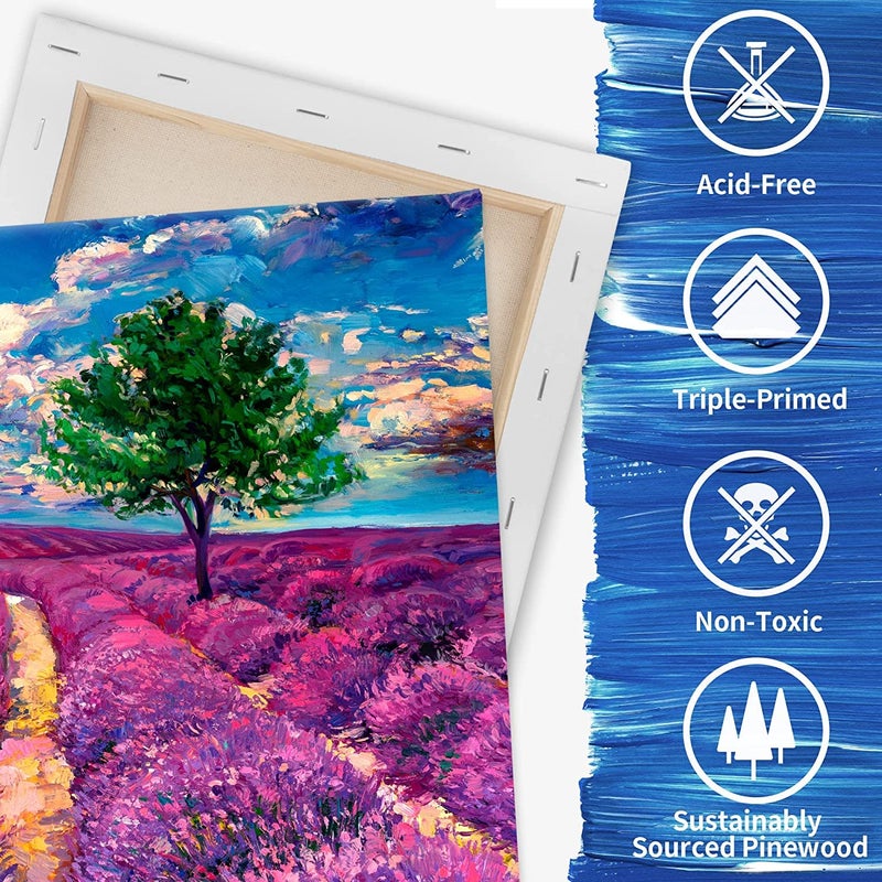 FIXSMITH Stretched Canvas for Painting- 8x10 Inch,Bulk Pack of 12,Primed,100% Cotton,5/8 Inch Profile of Super Value Pack for Acrylics,Oils & Other Painting Media. - Image 4